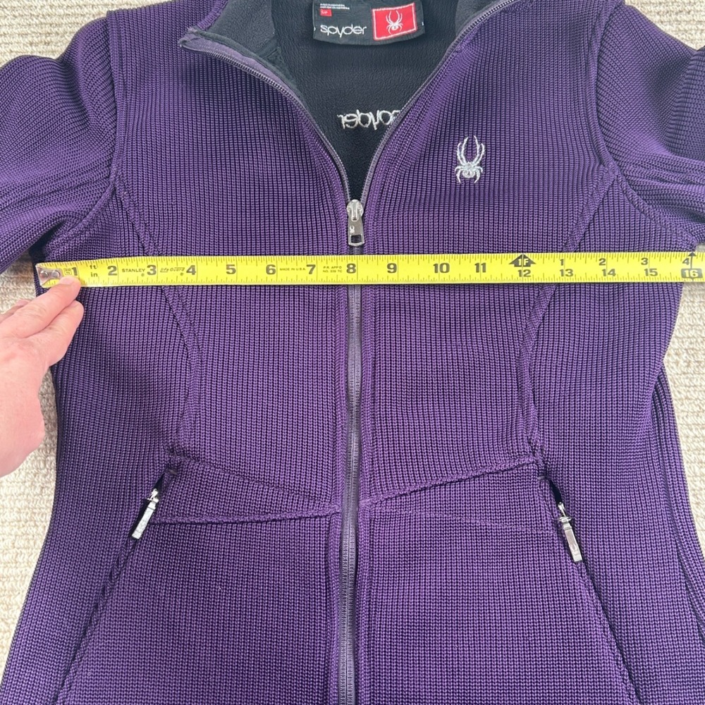 Spyder Full Zip Sweater Jacket Women S Purple Ribbed Knit Gorpcore Athleisure - Picture 11 of 16